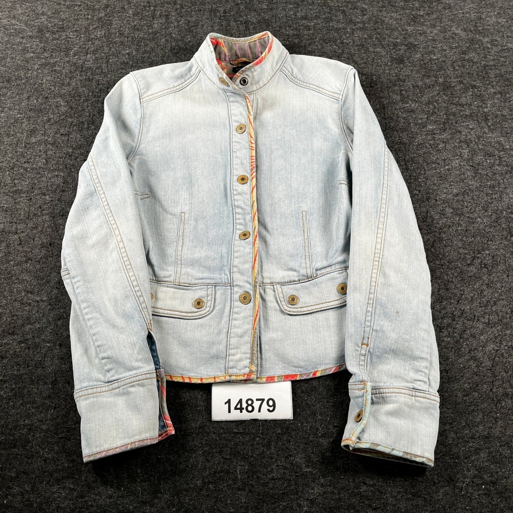 Gap Denim Jacket Womens S Light Blue Good Stretch Lined Stand Collar